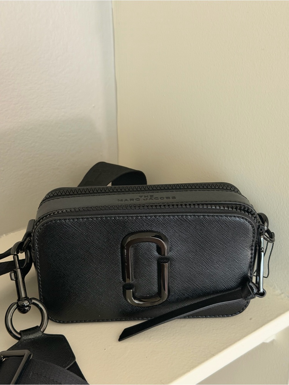 Marc Jacobs Black Saffiano Double-Zip Crossbody Camera Bag